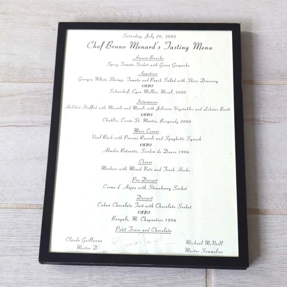  chef Bruno Menard's menu from Ritz-Carlton in Atlanta, 
